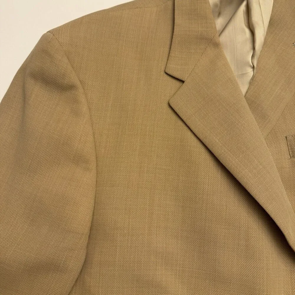 Vintage Burberry London Mens 50S Tan Wool Sport Coat Blazer USA Made